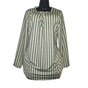 Love Tunic - Striped Olive and White Women's Top - 4x